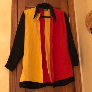 Vintage color block collared blouse